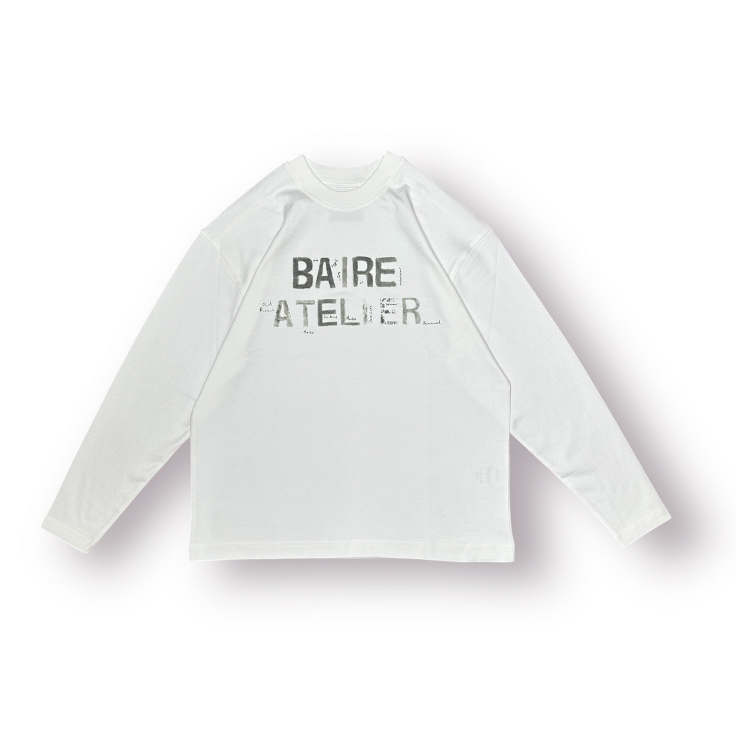 Brush Stroke Long Sleeve Tee (White)