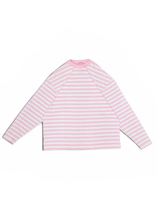 Striped Long Sleeve Tee (Pink & White)